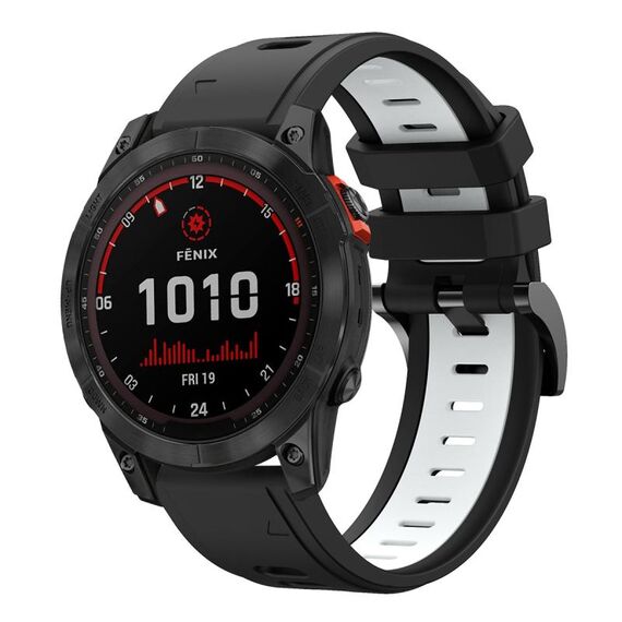 Per Garmin Fenix 7 Solar 22mm Cinturino sportivo in silicone bicolore (nero + bianco)