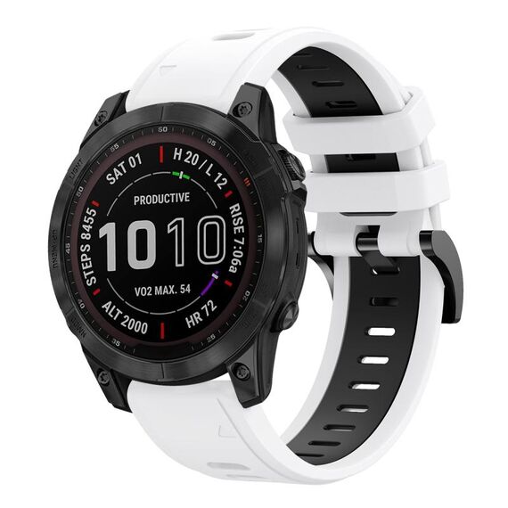 Per Garmin Fenix 7 Sapphire Solar 22mm Cinturino sportivo in silicone bicolore (bianco + nero)