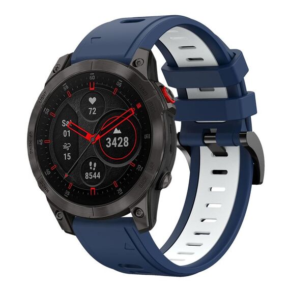 Per Garmin EPIX Gen 2 22mm Cinturino sportivo in silicone bicolore (blu notte + bianco)