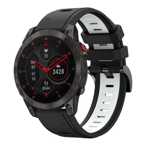 Per Garmin EPIX Gen 2 22mm Cinturino sportivo in silicone bicolore (nero + bianco)