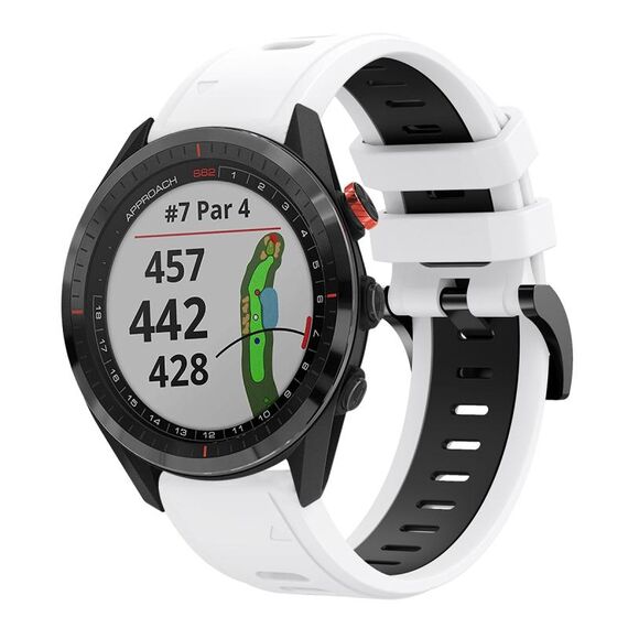 Per Garmin Approach S62 22mm Cinturino sportivo in silicone bicolore (bianco + nero)