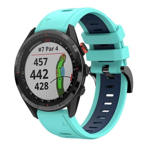 Per Garmin Approach S62 Cinturino sportivo in silicone bicolore da 22 mm (verde menta + blu)