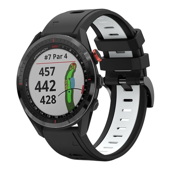 Per Garmin Approach S62 22mm Cinturino sportivo in silicone bicolore (nero + bianco)