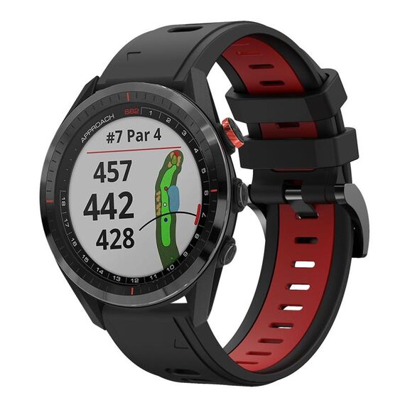Per Garmin Approach S62 22mm Cinturino sportivo in silicone bicolore (nero + rosso)