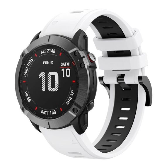 Per Garmin Fenix 6 GPS 22mm Cinturino sportivo in silicone bicolore (bianco + nero)