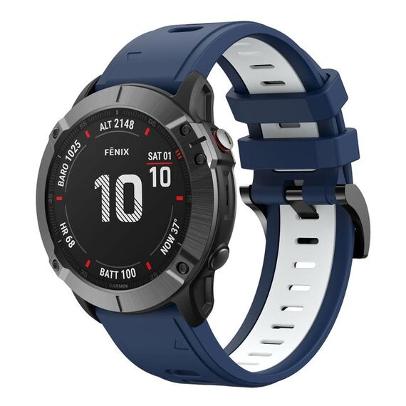 Per Garmin Fenix 6 GPS 22mm Cinturino sportivo in silicone bicolore (blu notte + bianco)