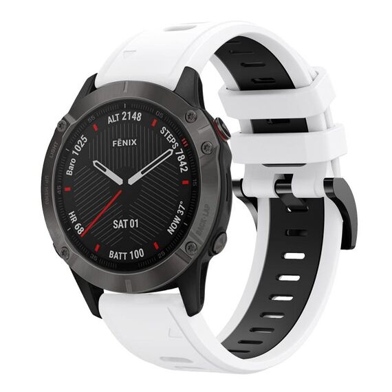 Per Garmin Fenix 6 Sapphire GPS 22mm Cinturino sportivo in silicone bicolore (bianco + nero)
