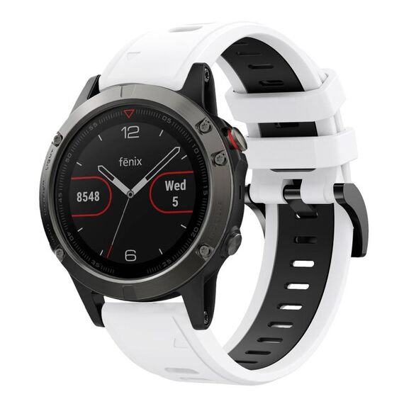 Per Garmin Fenix 5 22mm Cinturino sportivo in silicone bicolore (bianco + nero)