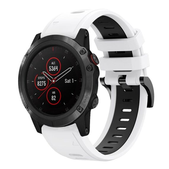 Per Garmin Fenix 5 Plus 22mm Cinturino sportivo in silicone bicolore (bianco + nero)