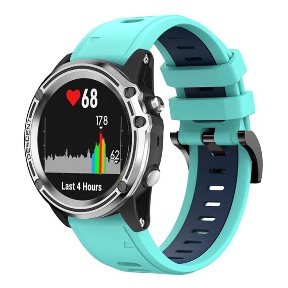 Per Garmin Quatix 5 22mm Cinturino sportivo in silicone bicolore (verde menta + blu)
