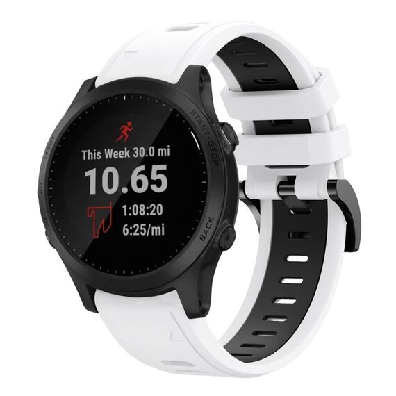 Per Garmin Forerunner 945 22mm Cinturino sportivo in silicone bicolore (bianco + nero)
