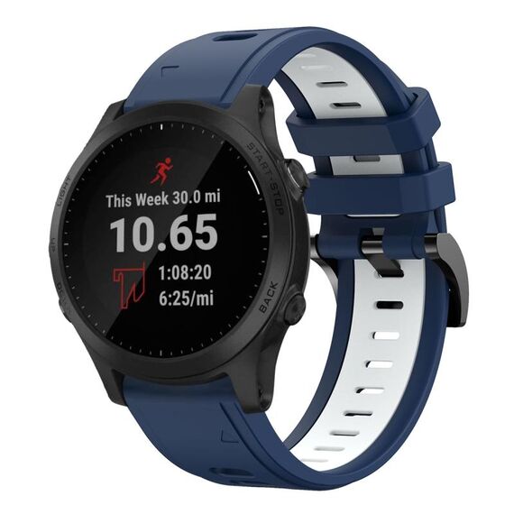 Per Garmin Forerunner 945 22mm Cinturino sportivo in silicone bicolore (blu notte + bianco)