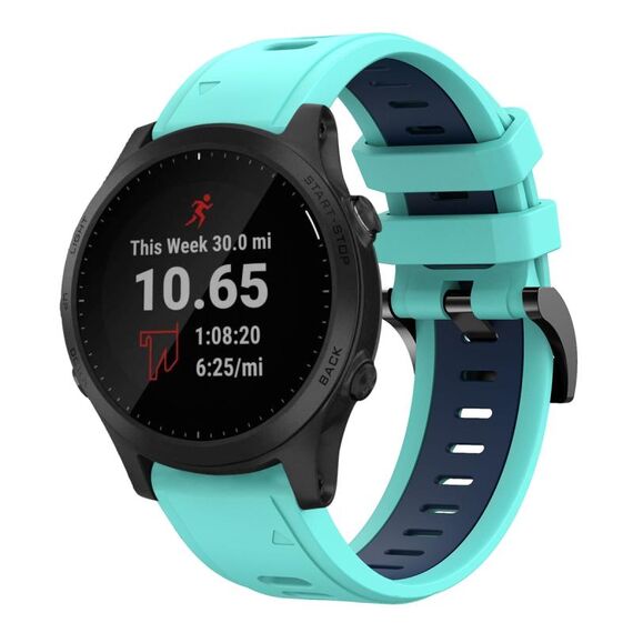 Per Garmin Forerunner 945 22mm Cinturino sportivo in silicone bicolore (verde menta + blu)