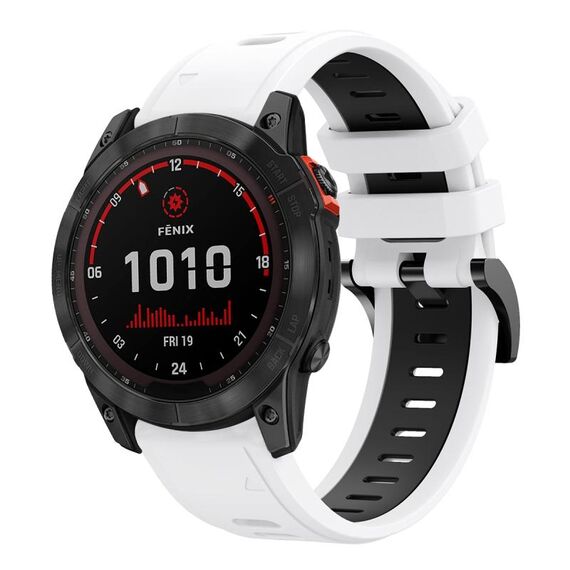 Per Garmin Fenix 7X 26mm Cinturino sportivo in silicone bicolore (bianco + nero)