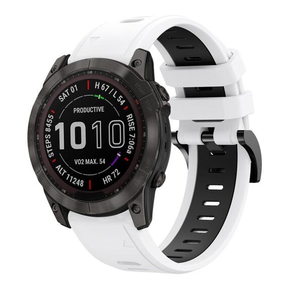 Per Garmin Fenix 7X Solar 26mm Cinturino sportivo in silicone bicolore (bianco + nero)