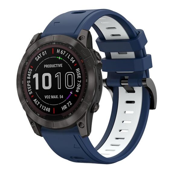 Per Garmin Fenix 7X Solar 26mm Cinturino sportivo in silicone bicolore (blu notte + bianco)
