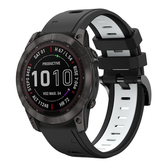 Per Garmin Fenix 7X Solar 26mm Cinturino sportivo in silicone bicolore (nero + bianco)