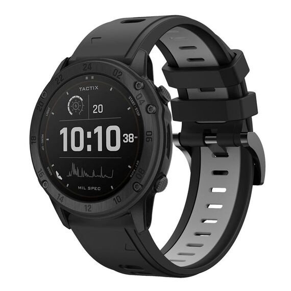 Per Garmin Tactix Delta 26mm Cinturino sportivo in silicone bicolore (nero + grigio)
