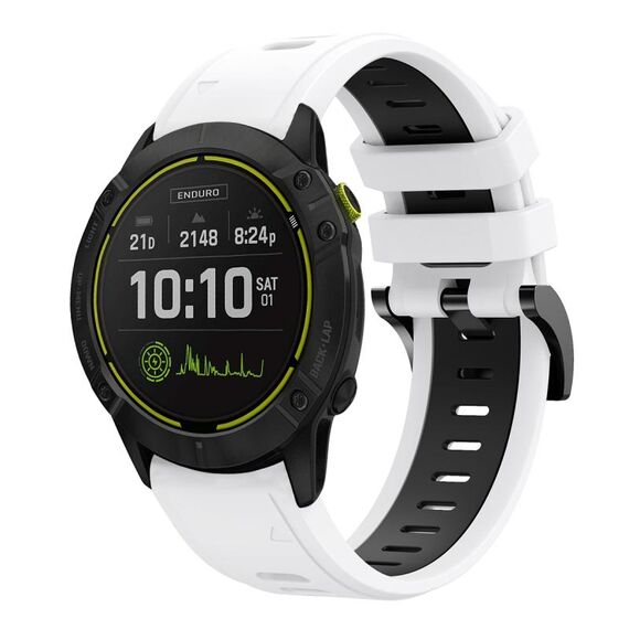 Per Garmin Enduro 26mm Cinturino sportivo in silicone bicolore (bianco + nero)