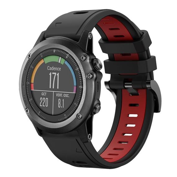 Per Garmin Fenix 3 26mm Cinturino sportivo in silicone bicolore (nero + rosso)