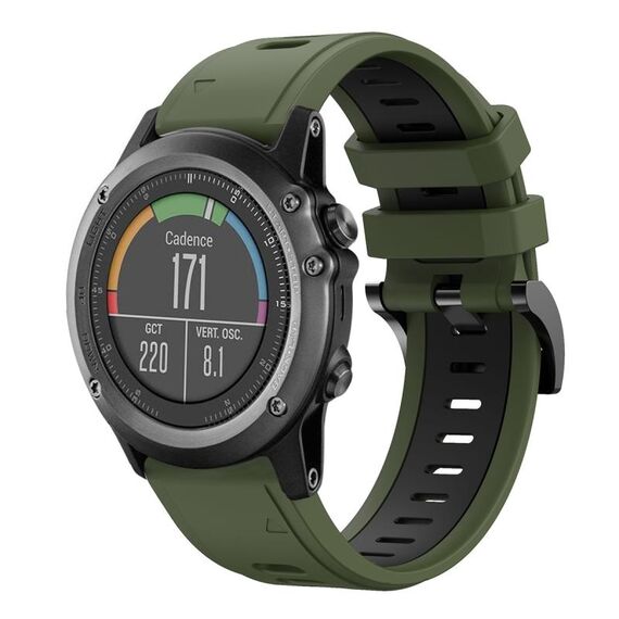 Per Garmin Fenix 3 Sapphire 26mm Cinturino sportivo in silicone bicolore (verde militare + nero)