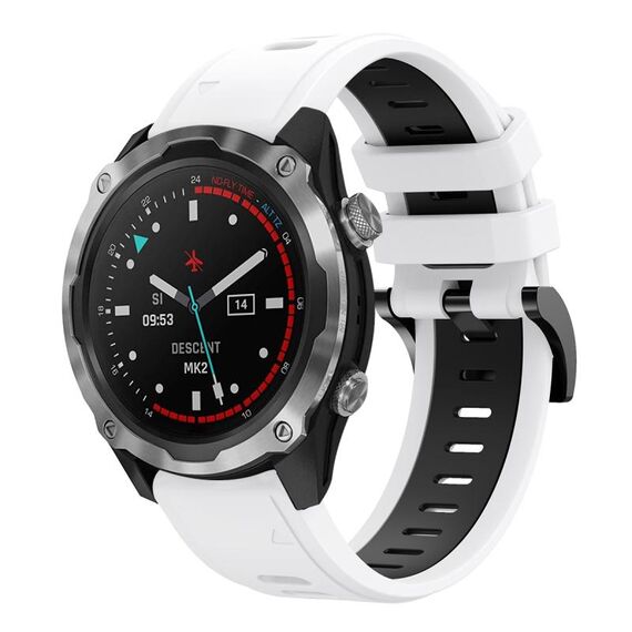 Per Garmin Descent MK 2 26mm Cinturino sportivo in silicone bicolore (bianco + nero)