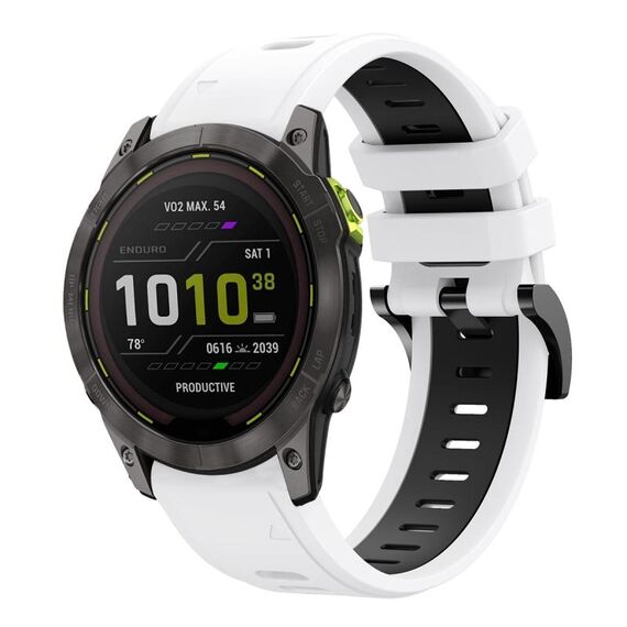 Per Garmin Enduro 2 26mm Cinturino sportivo in silicone bicolore (bianco + nero)