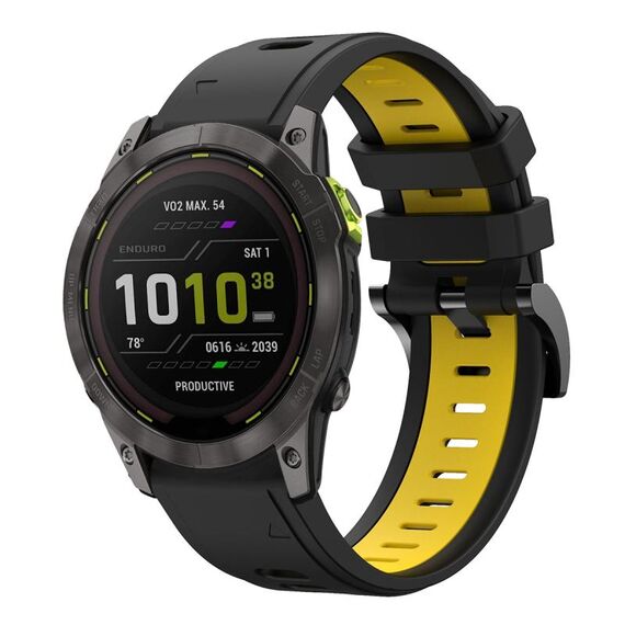 Per Garmin Enduro 2 26mm Cinturino sportivo in silicone bicolore (nero + giallo)