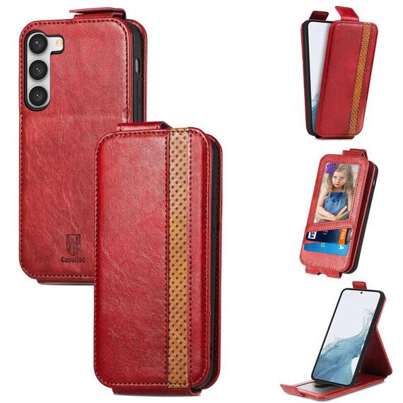 Per Samsung Galaxy S23 + 5G Splicing Wallet Card Holder Vertical Flip Custodia per telefono in pelle (rosso)