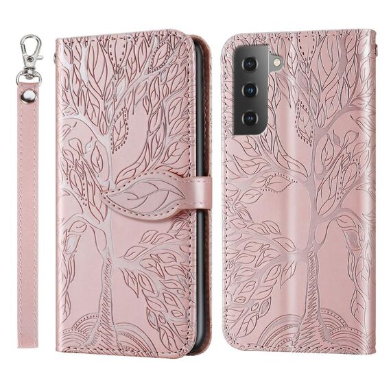 Per Samsung Galaxy S23 + 5G Life Tree Goffratura Custodia in pelle per telefono (oro rosa)