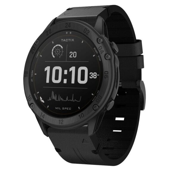 Per Garmin Tactix Delta 26mm Cinturino in pelle con fibbia in acciaio (nero)