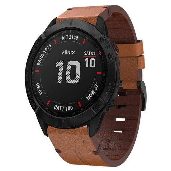 Per Garmin Fenix ​​6X Sapphire 26mm Cinturino in pelle con fibbia in acciaio (marrone)