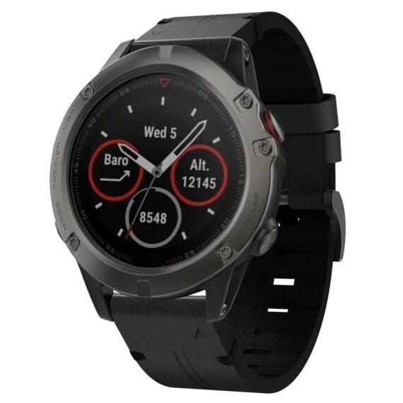Per Garmin Fenix ​​5X Sapphire 26mm Cinturino in pelle con fibbia in acciaio (nero)