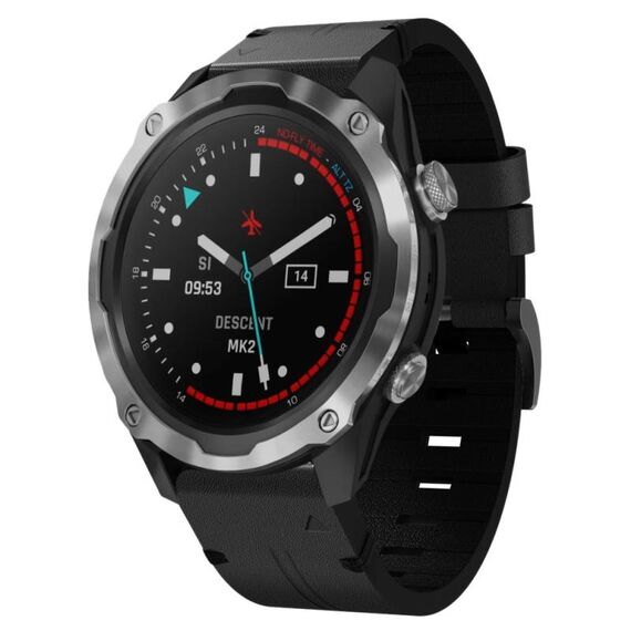 Per Garmin Descent MK 2 26mm Cinturino in pelle con fibbia in acciaio (nero)