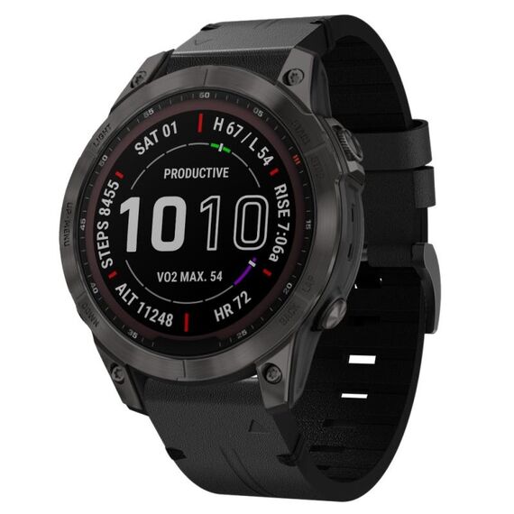 Per Garmin Fenix 7 22mm Cinturino in pelle con fibbia in acciaio (nero)