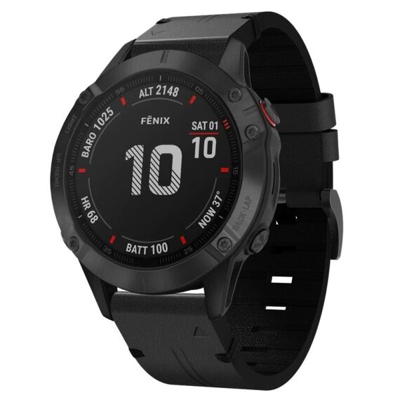 Per Garmin Fenix 6 Pro GPS 22mm Cinturino in pelle con fibbia in acciaio (nero)
