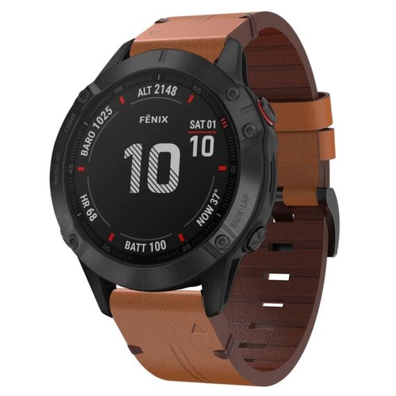 Per Garmin Fenix 6 Pro GPS 22mm Cinturino in pelle con fibbia in acciaio (marrone)
