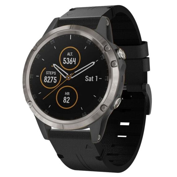 Per Garmin Fenix 5 22mm Cinturino in pelle con fibbia in acciaio (nero)