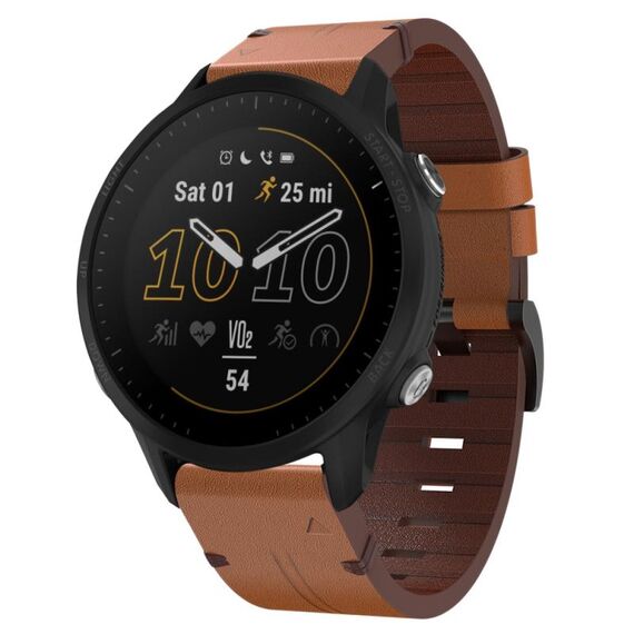 Per Garmin Forerunner 955 22mm Cinturino in pelle con fibbia in acciaio (marrone)