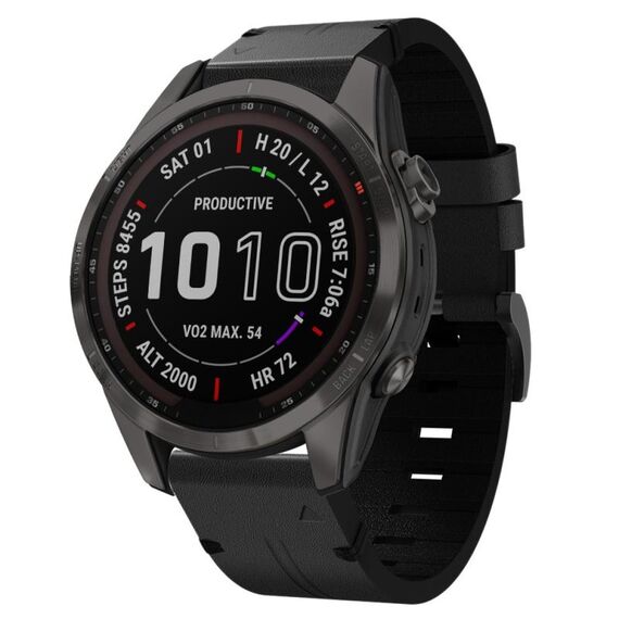 Per Garmin Fenix ​​7S Sapphire Solar 20mm Cinturino in pelle con fibbia in acciaio (nero)