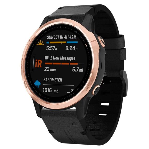 Per Garmin Fenix 6S 20mm Cinturino in pelle con fibbia in acciaio (nero)