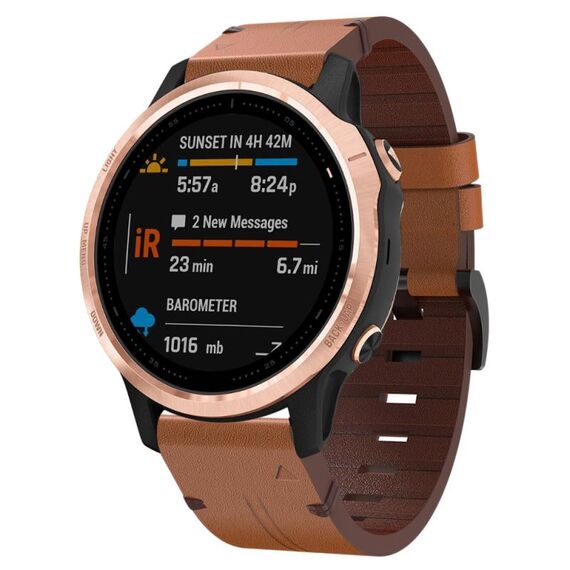 Per Garmin Fenix 6S 20mm Cinturino in pelle con fibbia in acciaio (marrone)
