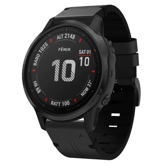 Per Garmin Fenix 6S Pro 20mm Cinturino in pelle con fibbia in acciaio (nero)