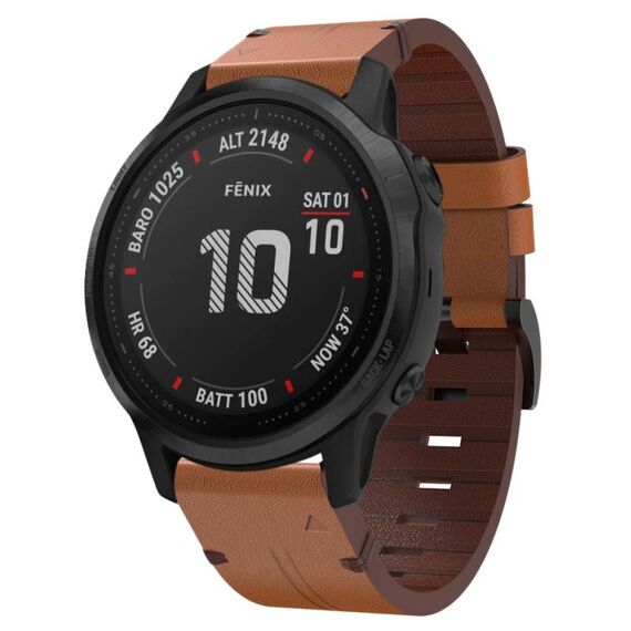 Per Garmin Fenix 6S Pro 20mm Cinturino in pelle con fibbia in acciaio (marrone)