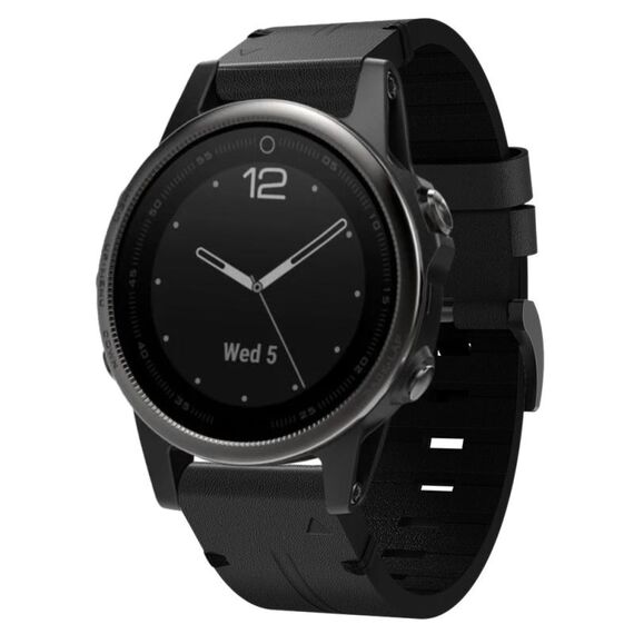 Per Garmin Fenix 5S 20mm Cinturino in pelle con fibbia in acciaio (nero)