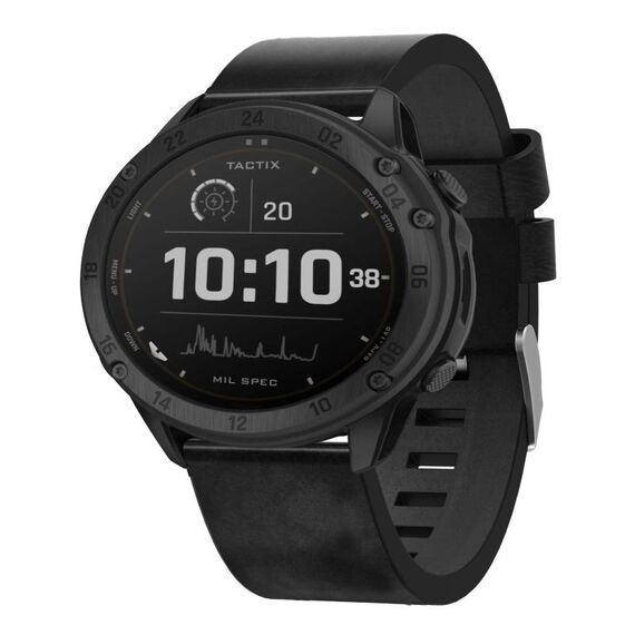 Per Garmin Tactix Delta 26mm Cinturino in pelle con fibbia in acciaio (nero)