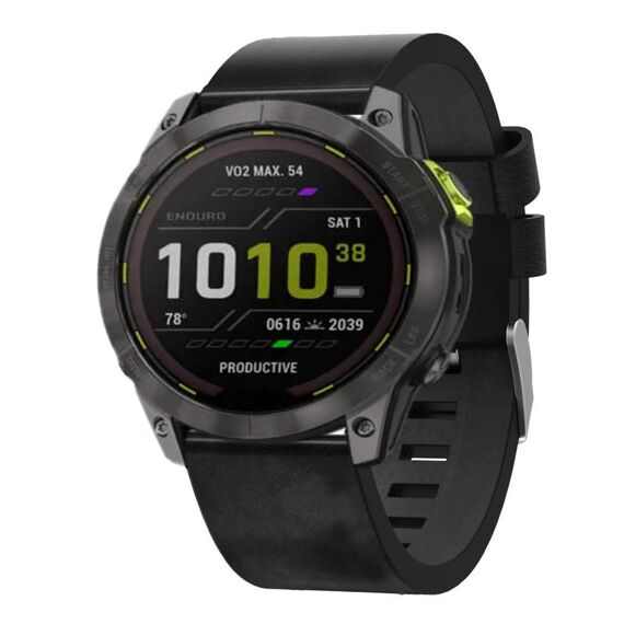 Per Garmin Enduro 2 26mm Cinturino in pelle con fibbia in acciaio (nero)
