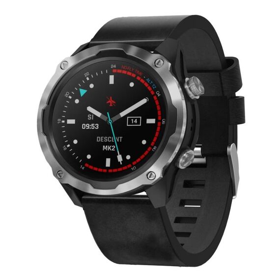 Per Garmin Descent MK 2 26mm Cinturino in pelle con fibbia in acciaio (nero)
