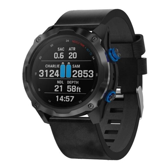 Per Garmin Descent MK 2i 26mm Cinturino in pelle con fibbia in acciaio (nero)