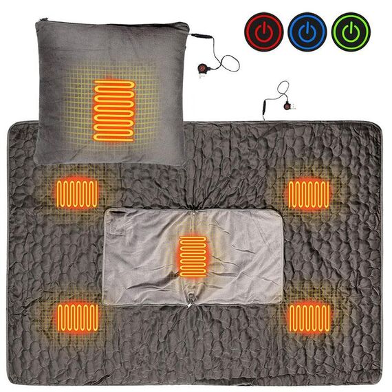 Coperta riscaldante elettrica per cuscino multifunzionale con riscaldamento intelligente USB portatile, formato libero (grigio)